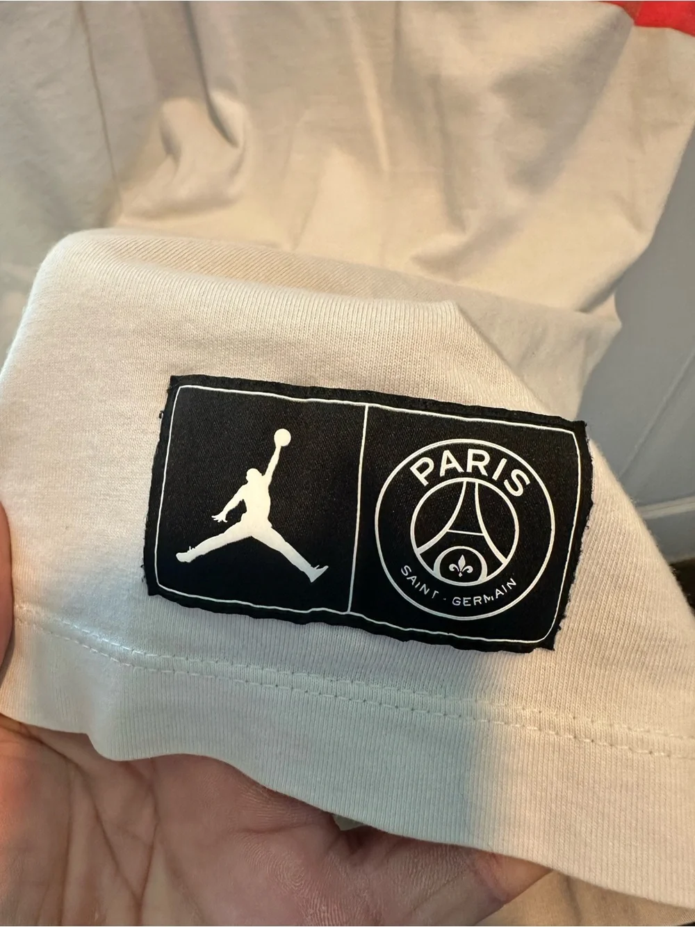 Jordan x PSG Paris Patch Tee - White with Black Patch Shirt
